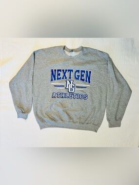 Gildan Gray Crewneck Sweatshirt with Blue Next Gen Athletics Graphic